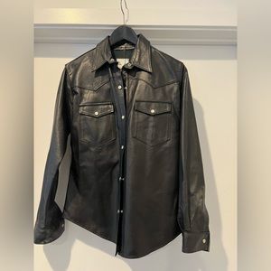 Vintage Italian leather button down shirt, size M fits like an 8 Florence, Italy